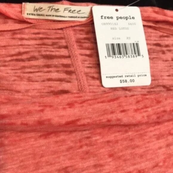 Free People Red Lotus Tee. XS, S, L - Picture 6 of 7